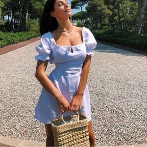 With Jean White Linen Mini Dress